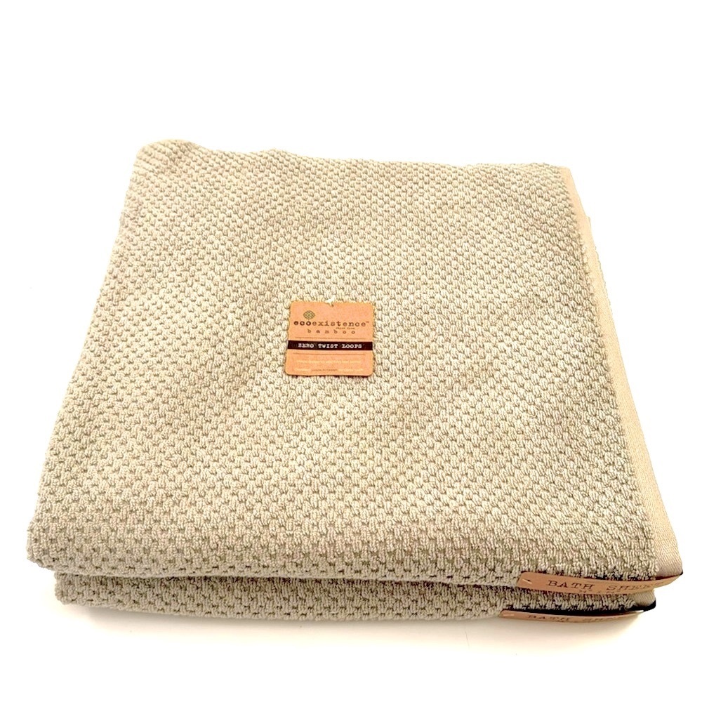 2pc ECOEXISTENCE Bamboo  Zero Twist Loops Bath Sheet Towel Set - Dove21